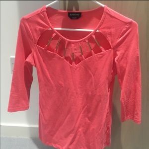 Bebe coral cut out top